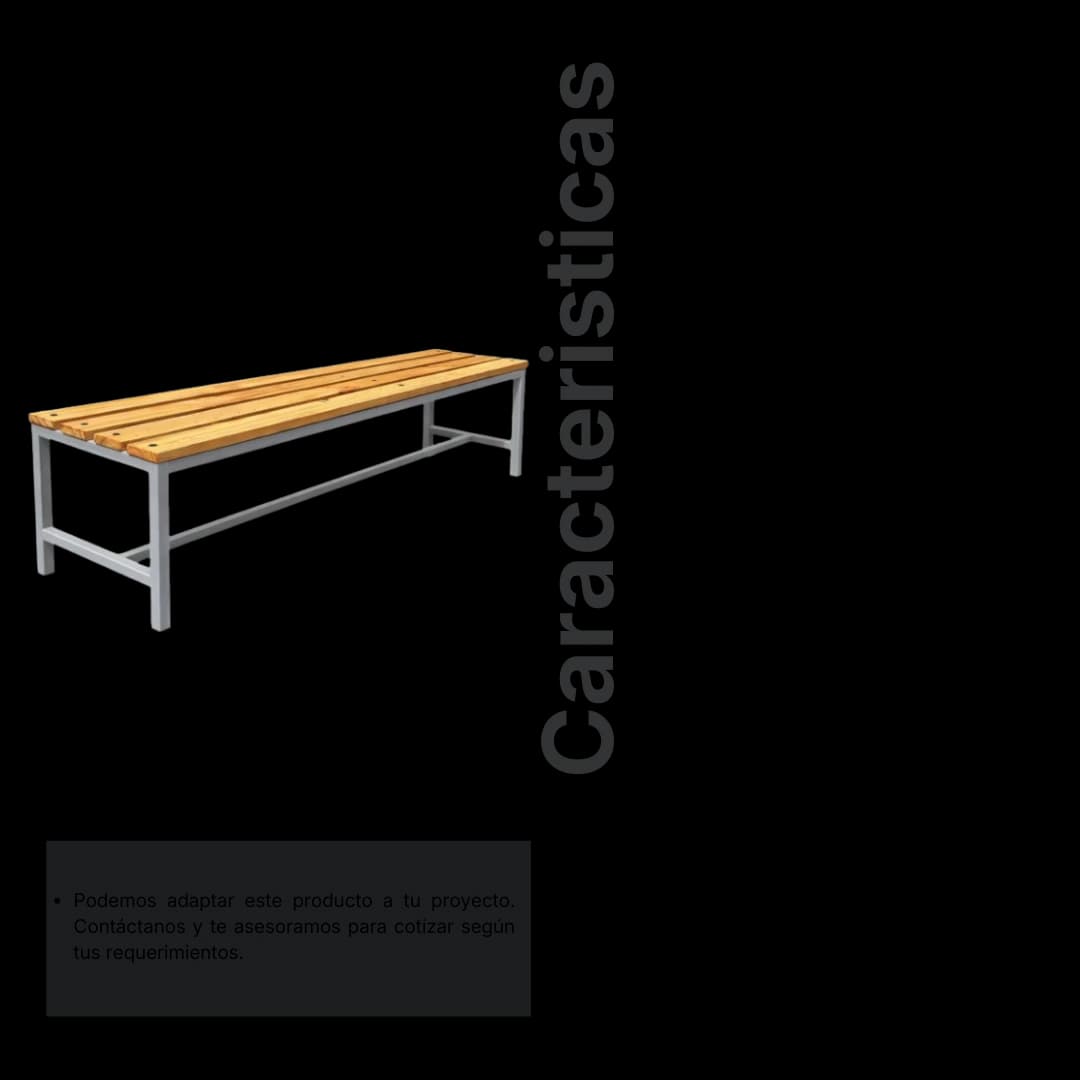 Ficha técnica y medidas de la Banca de madera simple 120 × 45 × 45 cm