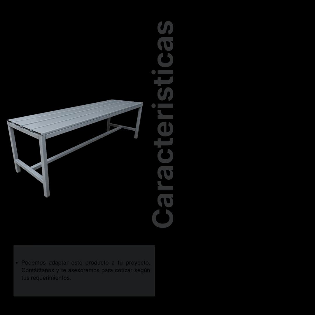 Ficha técnica y medidas de la Banca metálica simple 120 × 45 × 45 cm