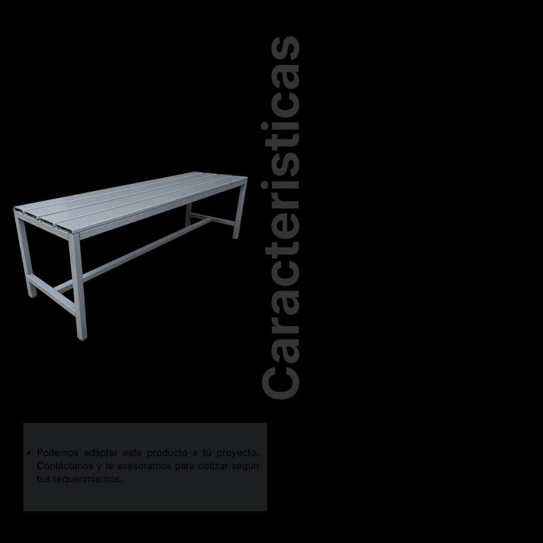 Ficha técnica y medidas de la Banca metálica simple 150 × 45 × 45 cm