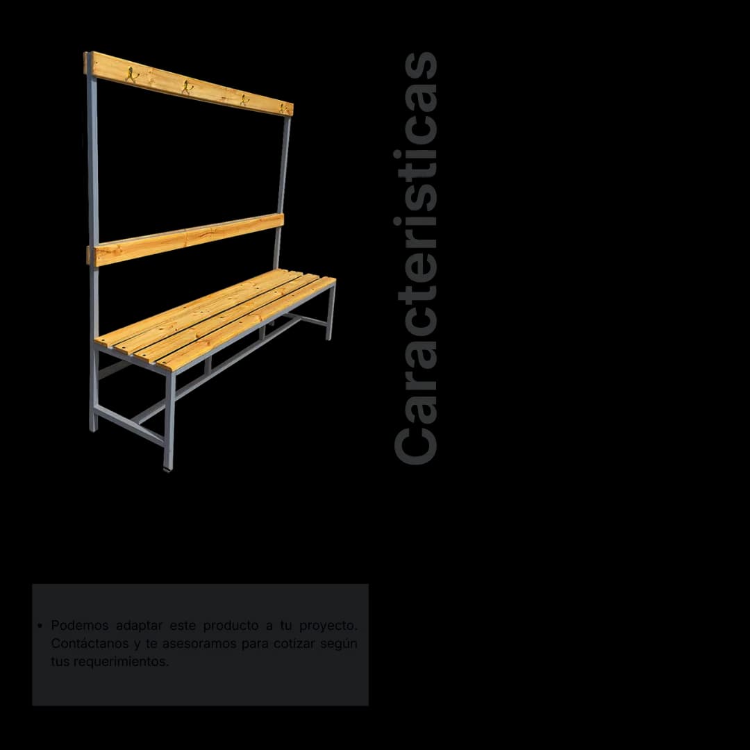 Ficha técnica y medidas de la Banca simple con perchero 120 × 170 × 45 cm