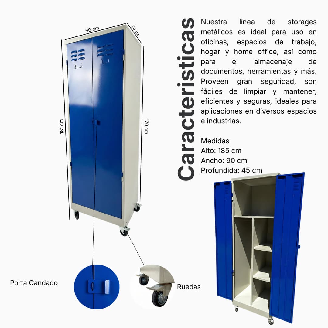 Ficha técnica y medidas del Roperillo / Locker Institucional 2 Puertas