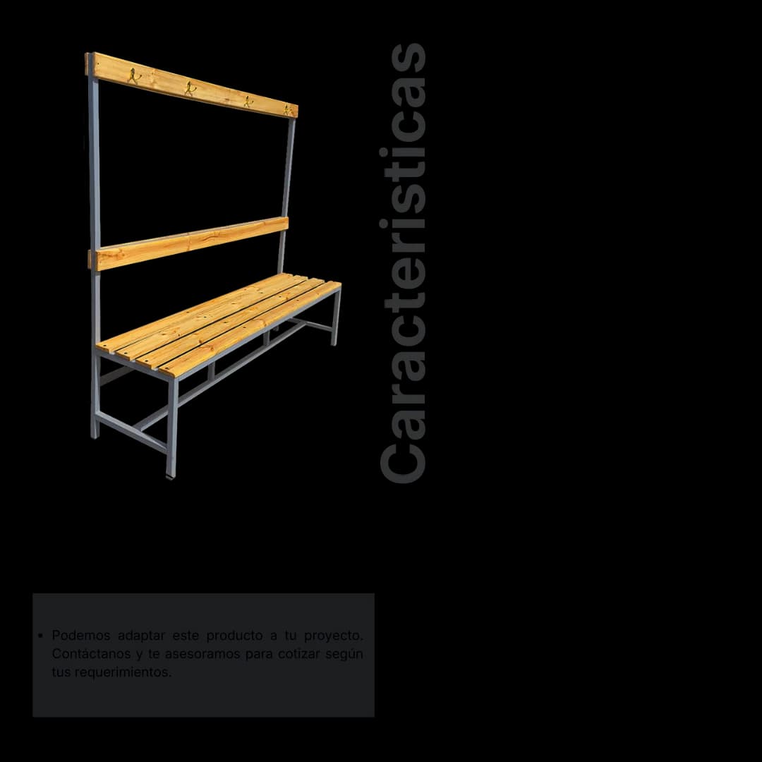 Ficha técnica y medidas de la Banca simple con perchero 200 × 170 × 45 cm