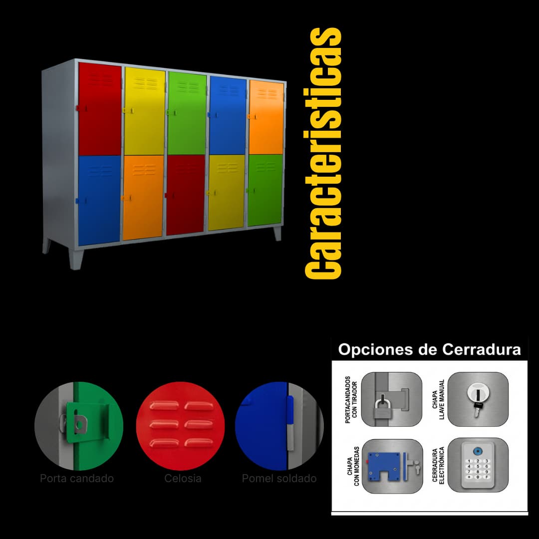 Ficha técnica y medidas de Lockers Kids — Lockers Jr. - 04 puertas dobles