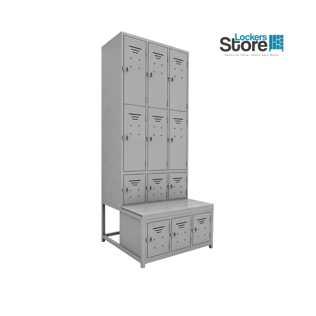 Locker minero de 12 puertas con banca incluida