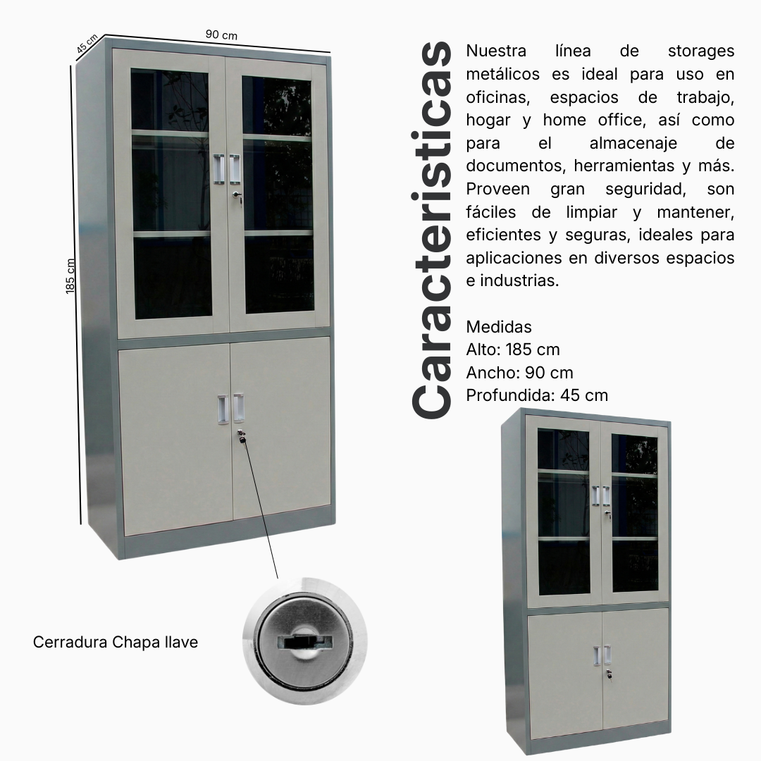 Ficha técnica y medidas del Storage Metálico Vitrina Mixta